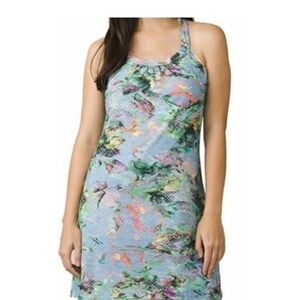 Prana Cantina Dress in Blue and Graceful Floral Halter Size Med